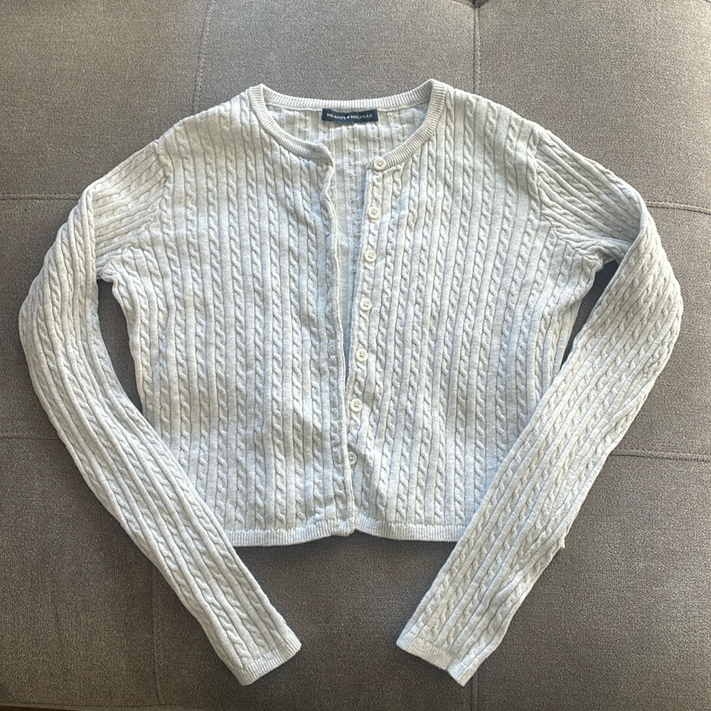 Brandy Melville Zoe Cable Knit Cardigan Grey XS/S